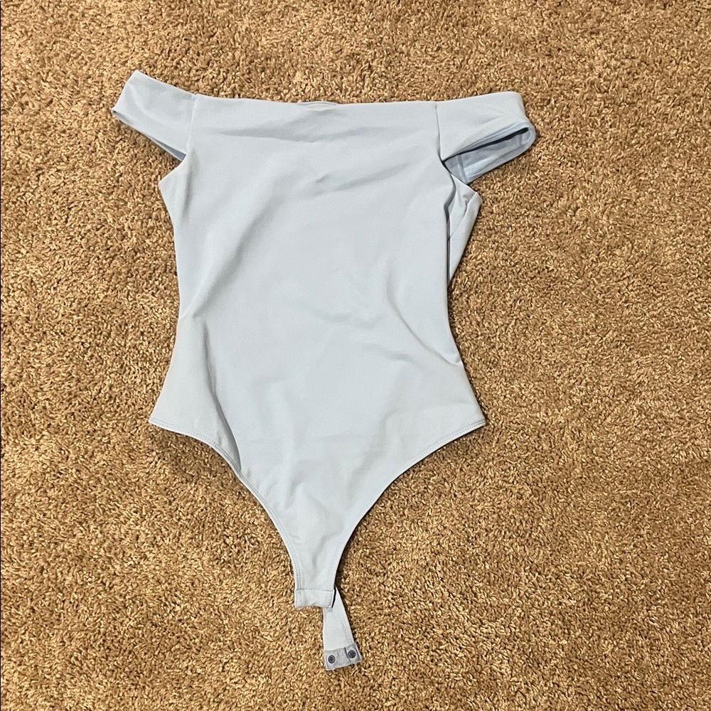 Free People Light Blue Off-Shoulder Bodysuit